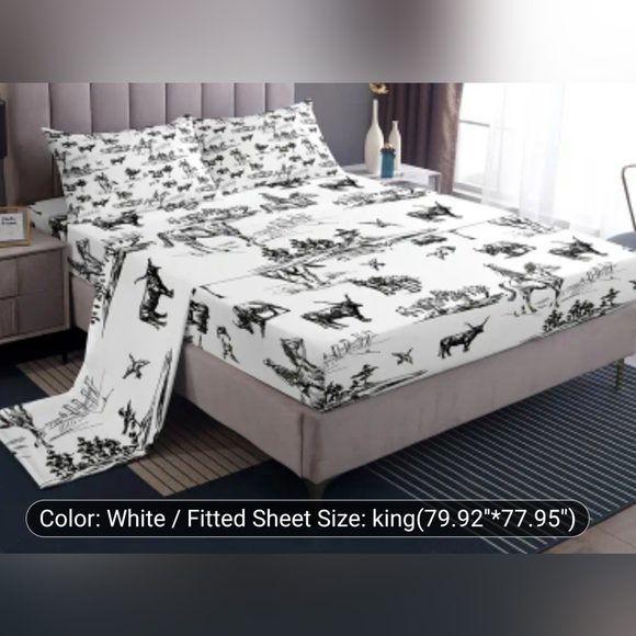 King Size Horse Cow Theme Sheet Set - Picture 2 of 3